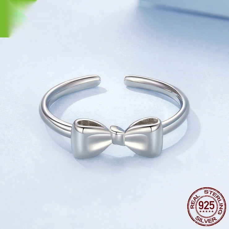925 Sterling Silver Bow Open Ring