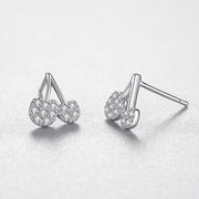 925 Sterling Silver Cherry Diamond Stud Earrings