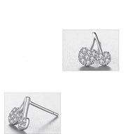925 Sterling Silver Cherry Diamond Stud Earrings