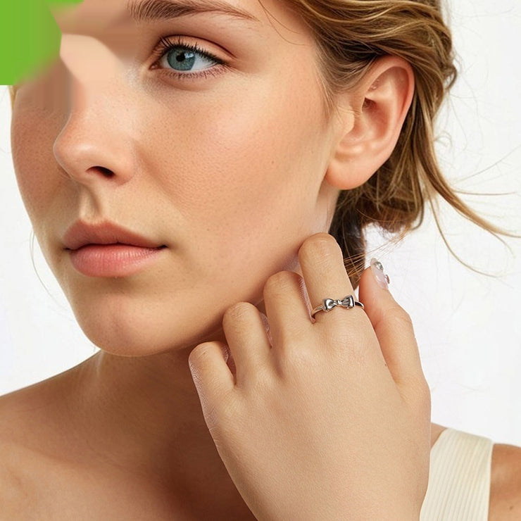 925 Sterling Silver Bow Open Ring